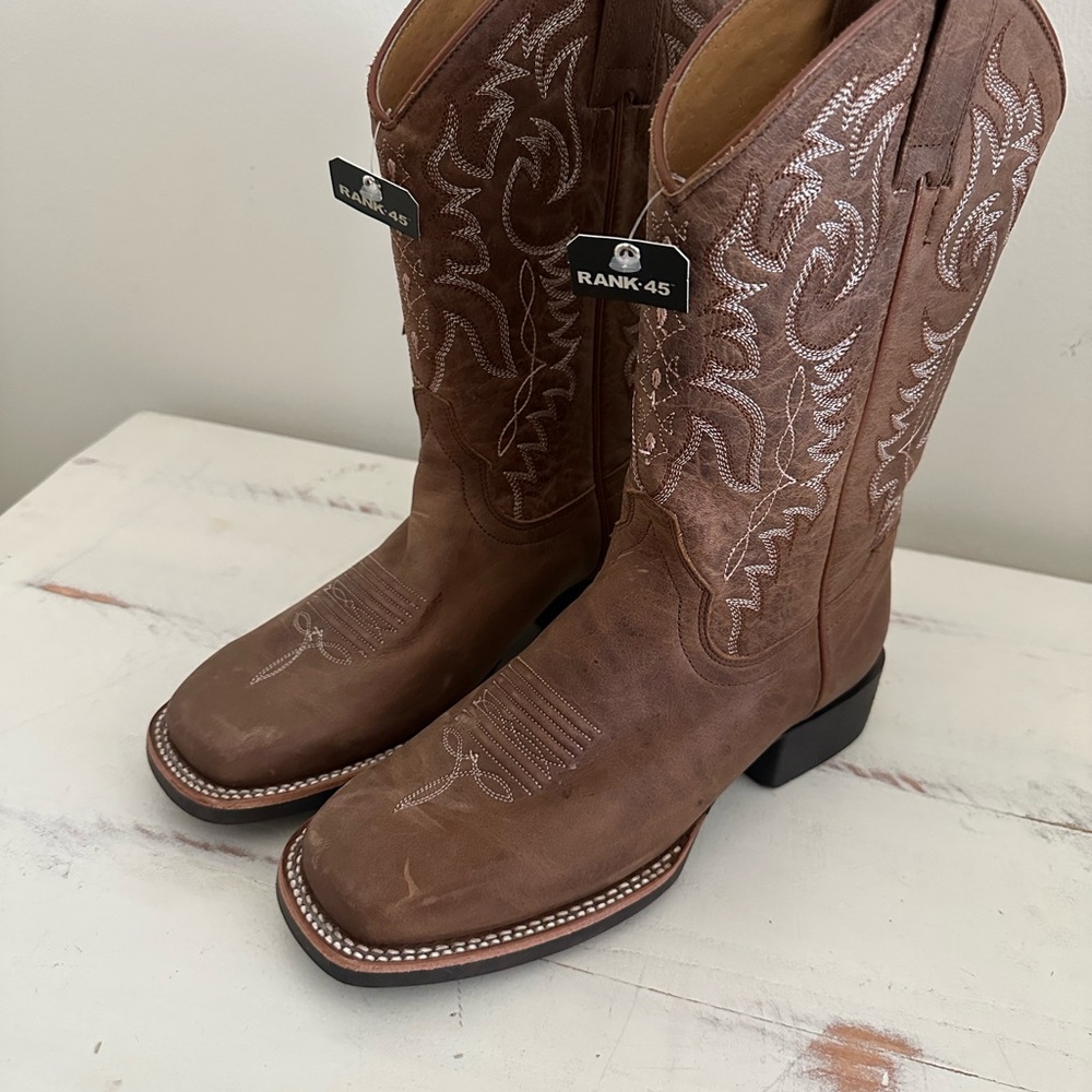 Rank 45 Brown Leather Cowboy Boots